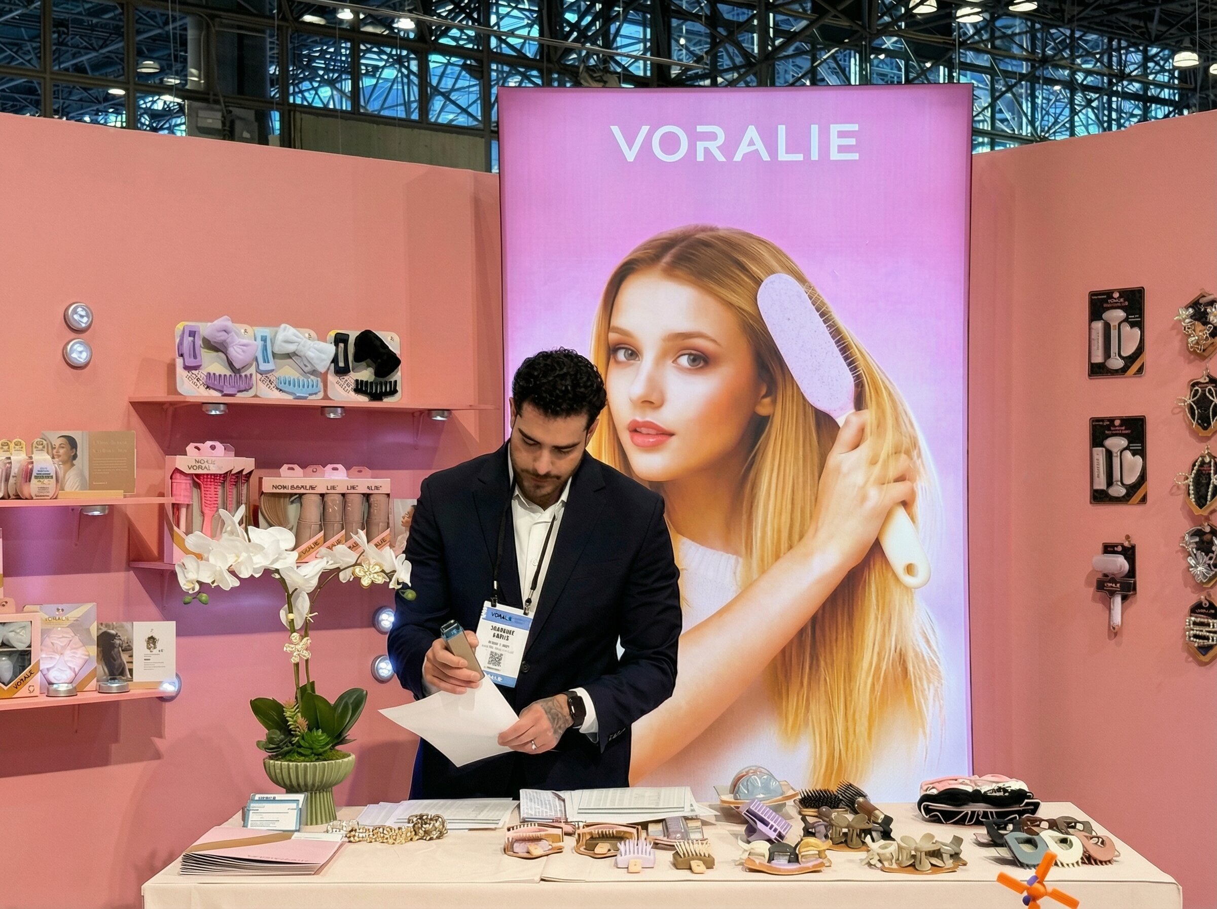 VORALIE booth at NY NOW 2026 — wholesale hair accessories and beauty products display