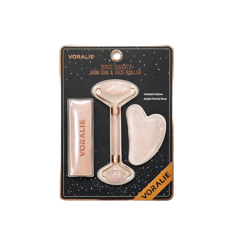 VR-35 Rose Quartz Gua Sha & Face Roller (Roman)
