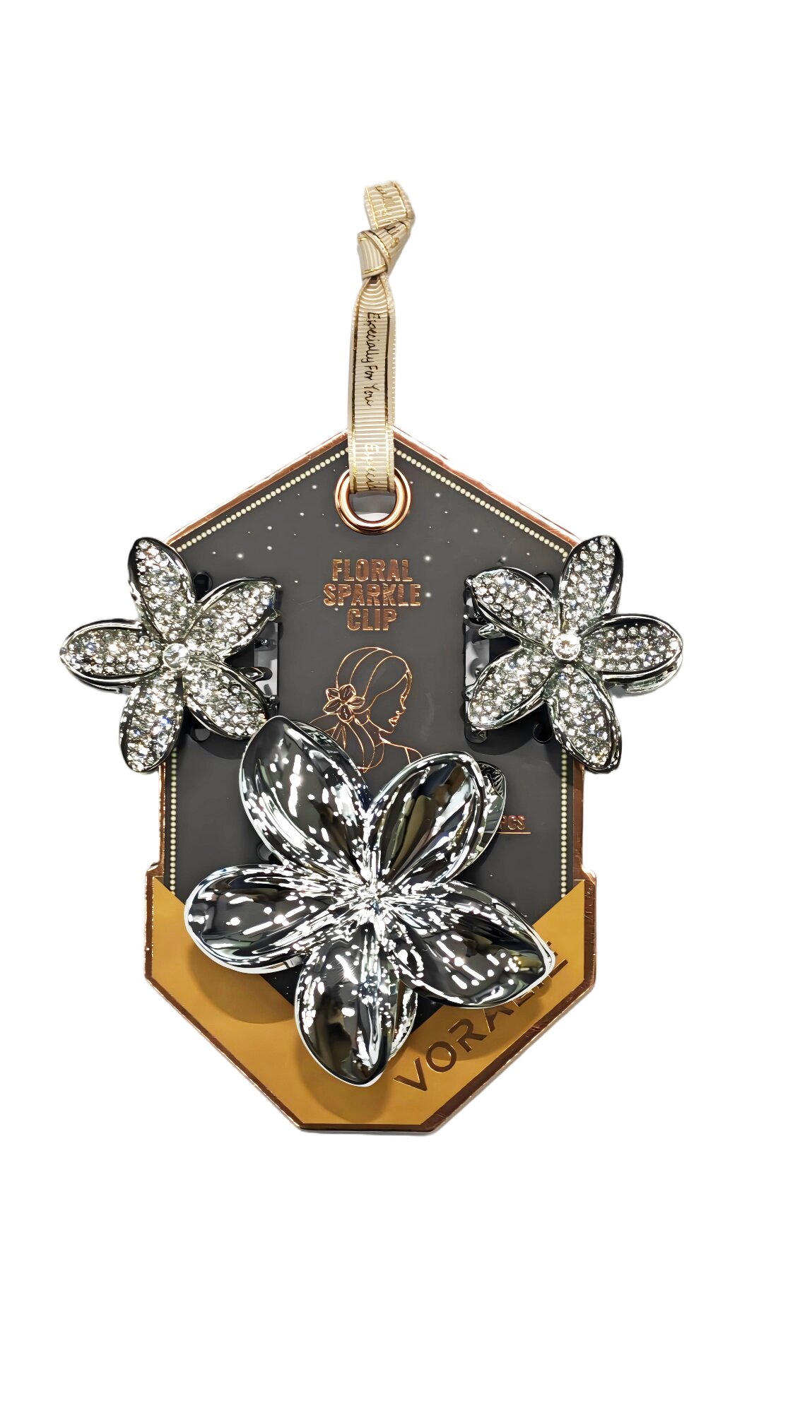 VR-51 Floral Sparkle Clip (Silver)